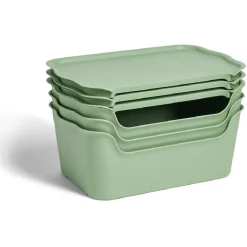 Gifi Rangement|Lot de 3 boîtes de rangement 15L avec couvercle plastique 39x25xH16cm