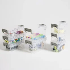 Gifi Rangement|Lot de 8 boîtes de rangement 3 tailles plastique transparent - 2 modèles