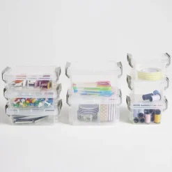 Gifi Rangement|Lot de 8 boîtes de rangement 3 tailles plastique transparent - 2 modèles