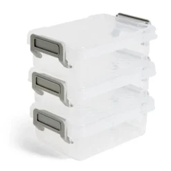 Gifi Rangement|Lot de 8 boîtes de rangement 3 tailles plastique transparent - 2 modèles