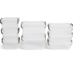 Gifi Rangement|Lot de 8 boîtes de rangement 3 tailles plastique transparent - 2 modèles