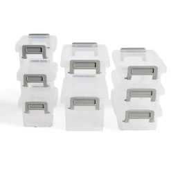 Gifi Rangement|Lot de 8 boîtes de rangement 3 tailles plastique transparent - 2 modèles