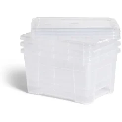 Gifi Rangement|Lot de 3 box 4,5L plastique transparent 26x18,8x20,4cm