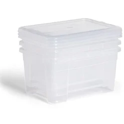 Gifi Rangement|Lot de 3 box 4,5L plastique transparent 26x18,8x20,4cm