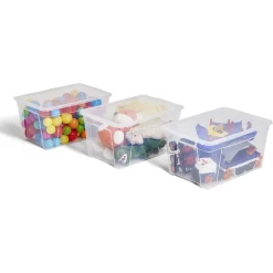 Gifi Rangement|Lot de 3 box 43L plastique transparent 56x39,5x35,5cm