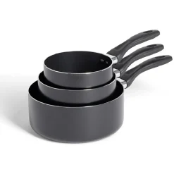 Gifi Lot de 3 casseroles tous feux sauf induction aluminium noir Ø14/16/20cm