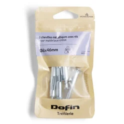 Gifi Quincaillerie^Lot de 5 chevilles métal avec vis Ø8x46mm charge 30kg