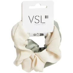 Gifi Beauté^Lot de 2 chouchous scrunchies uni beige et uni kaki