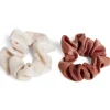 Gifi Beauté^Lot de 2 chouchous scrunchies uni beige et uni marron