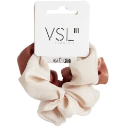 Gifi Beauté^Lot de 2 chouchous scrunchies uni beige et uni marron