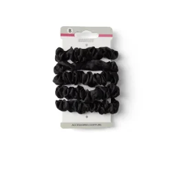 Gifi Beauté^Lot de 5 chouchous scrunchies polyester satiné noir