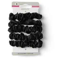 Gifi Beauté^Lot de 5 chouchous scrunchies polyester satiné noir