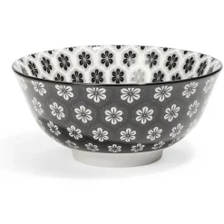 Gifi Lot de 4 coupelles 300ml porcelaine Ø15cm noir et blanc