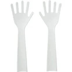 Gifi Lot de 2 couverts à salade forme main plastique blanc