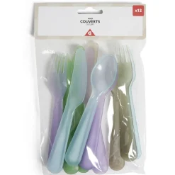 Gifi Lot de 12 couverts pour enfant plastique coloré