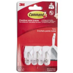 Gifi Colle Et Adhésif^Lot de 3 crochets adhésifs 3M plastique blanc pointe métal