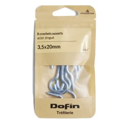 Gifi Quincaillerie^Lot de 8 crochets ouverts gris Ø3,5x20mm