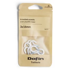 Gifi Quincaillerie^Lot de 6 crochets ouverts blancs Ø3x16mm