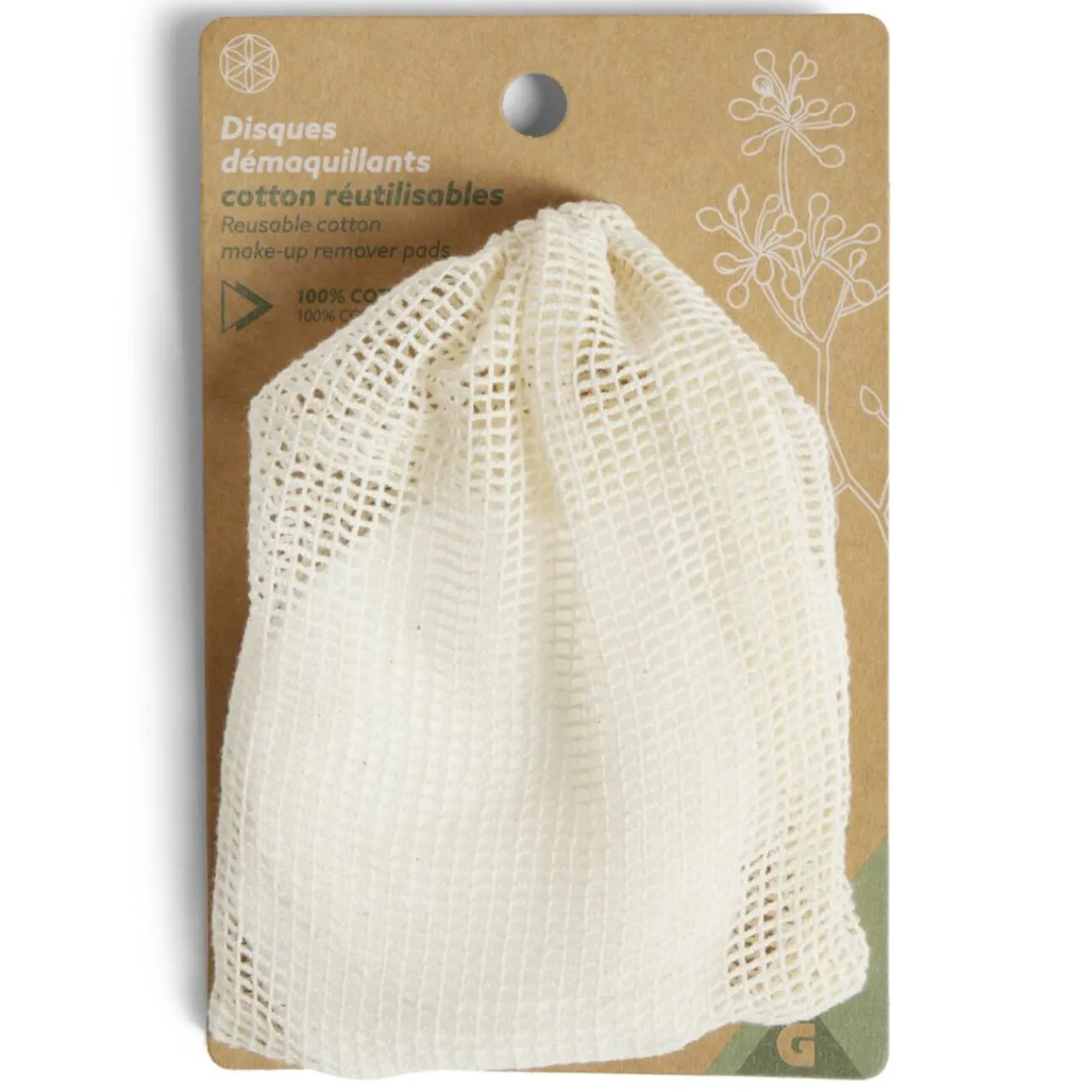 Gifi Beauté^Lot de 5 disques démaquillants en coton réutilisables Ø8cm