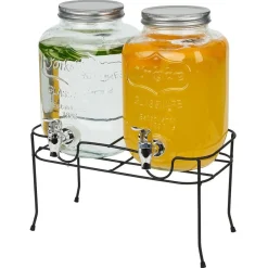 Gifi Lot de 2 distributeurs de boisson 4L avec support en métal