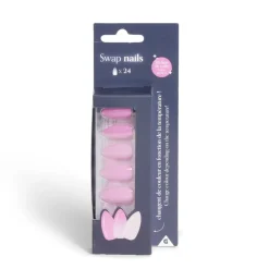 Gifi Beauté^Lot de 24 faux ongles caméléon avec stickers de colle plastique rouge