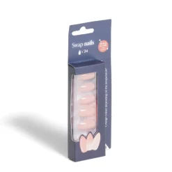 Gifi Beauté^Lot de 24 faux ongles caméléon avec stickers de colle plastique rose