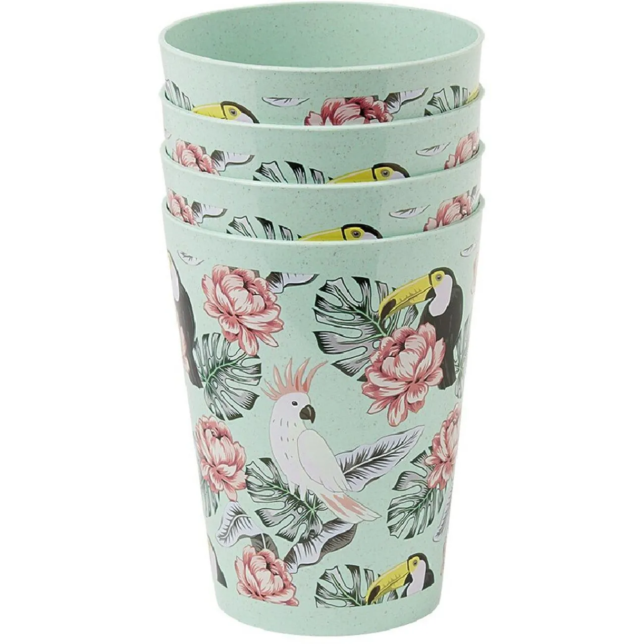 Gifi Lot de 4 gobelets décor oiseau et feuille 60 cl