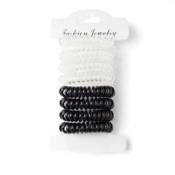 Gifi Beauté^Lot de 8 élastiques à cheveux spirale caoutchouc 3 coloris