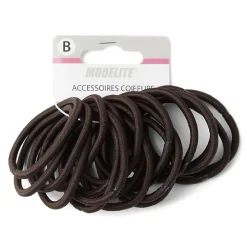 Gifi Beauté^Lot de 15 élastiques à cheveux basiques polyester marron