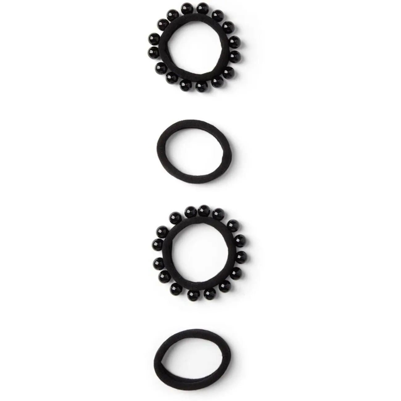 Gifi Beauté^Lot de 4 élastiques à cheveux avec perles polyester noir