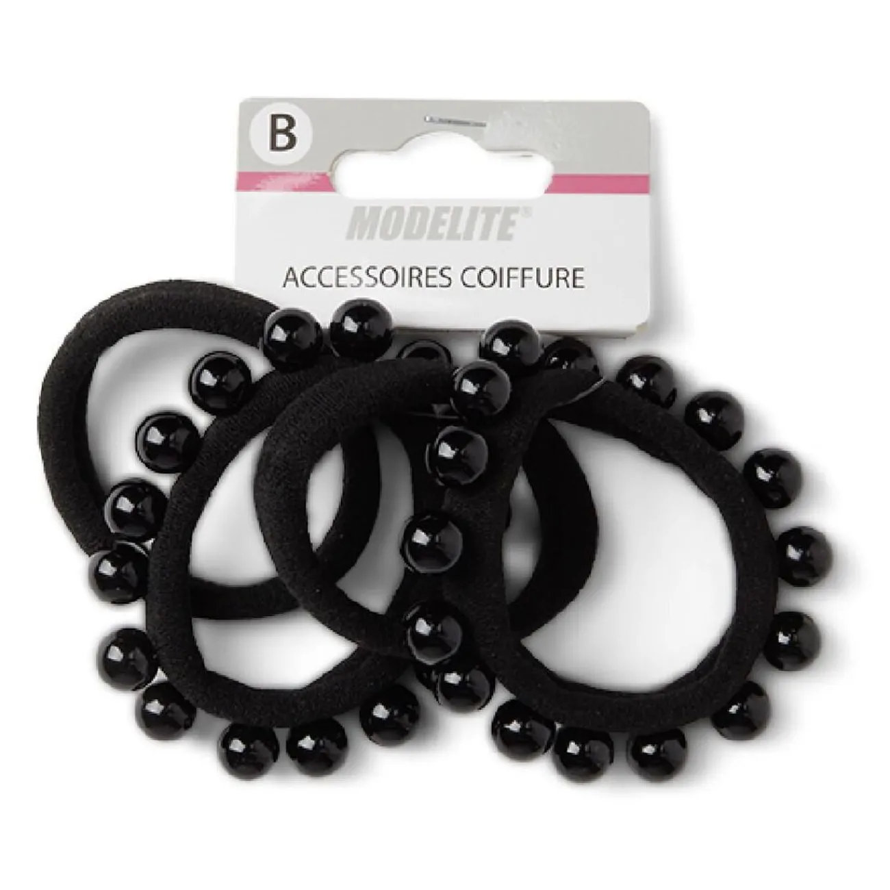 Gifi Beauté^Lot de 4 élastiques à cheveux avec perles polyester noir