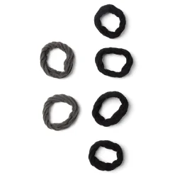 Gifi Beauté^Lot de 6 élastiques à cheveux larges polyester doux noir et gris