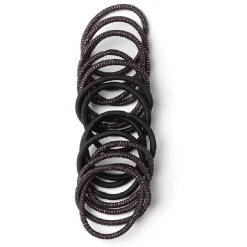 Gifi Beauté^Lot de 15 élastiques à cheveux polyester noir et fil métallique rose