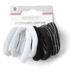 Gifi Beauté^Lot de 8 élastiques à cheveux mousse polyester 4 coloris