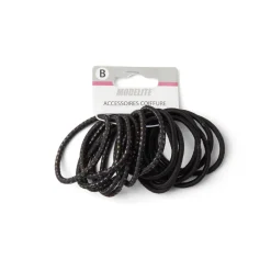 Gifi Beauté^Lot de 15 élastiques à cheveux polyester noir et fil métallique multicolore