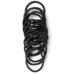 Gifi Beauté^Lot de 15 élastiques à cheveux polyester noir et fil métallique multicolore