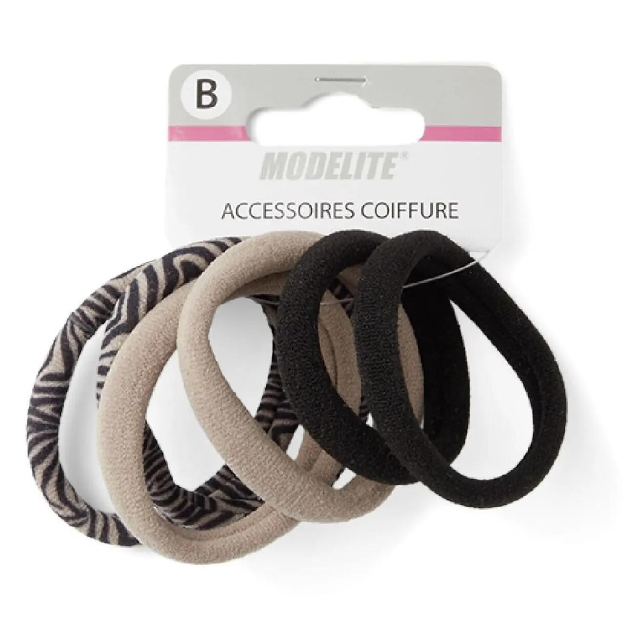 Gifi Beauté^Lot de 6 élastiques mousse beige et noir