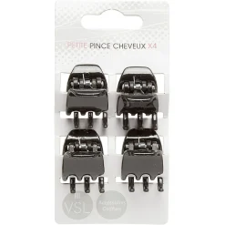 Gifi Beauté^Lot de 4 mini pinces à cheveux 6 dents noires
