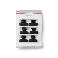 Gifi Beauté^Lot de 9 mini pinces cheveux papillon uni noir brillant L2cm