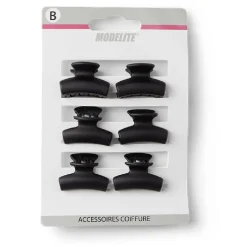 Gifi Beauté^Lot de 9 mini pinces cheveux papillon uni noir brillant L2cm