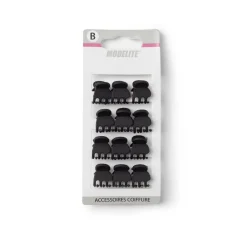 Gifi Beauté^Lot de 12 mini pinces cheveux papillon noir mat L2cm
