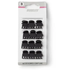 Gifi Beauté^Lot de 12 mini pinces cheveux papillon noir mat L2cm