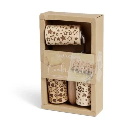 Gifi Lot de 3 mini rouleaux à pâtisserie en bois à motifs étoile/flocon/coeur