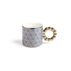 Gifi Lot de 2 mugs 30cl design chic bleu foncé et doré