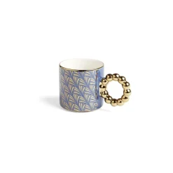 Gifi Lot de 2 mugs 30cl design chic bleu foncé et doré