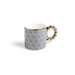 Gifi Lot de 2 mugs 30cl design chic bleu foncé et doré