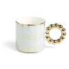 Gifi Lot de 2 mugs 30cl design chic bleu clair et doré