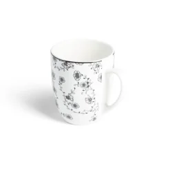 Gifi Lot de 4 mugs 200ml porcelaine Ø8,8x10,4cm noir et blanc