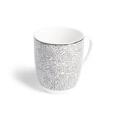 Gifi Lot de 4 mugs 200ml porcelaine Ø8,8x10,4cm noir et blanc
