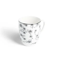 Gifi Lot de 4 mugs 200ml porcelaine Ø8,8x10,4cm noir et blanc